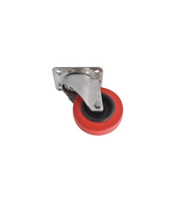 Roulette haute température pivotante à roulements à billes et bandage silicone chape inox ø 100 mm