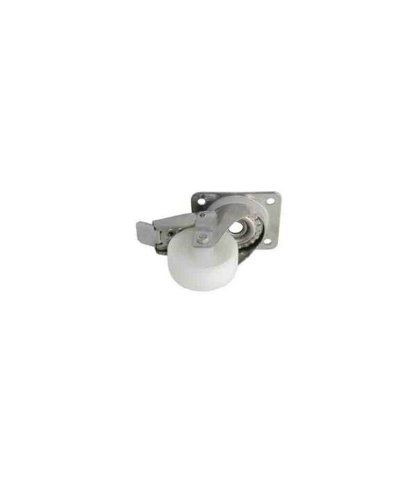 Roulette polypropylène pivotante à frein chape inox